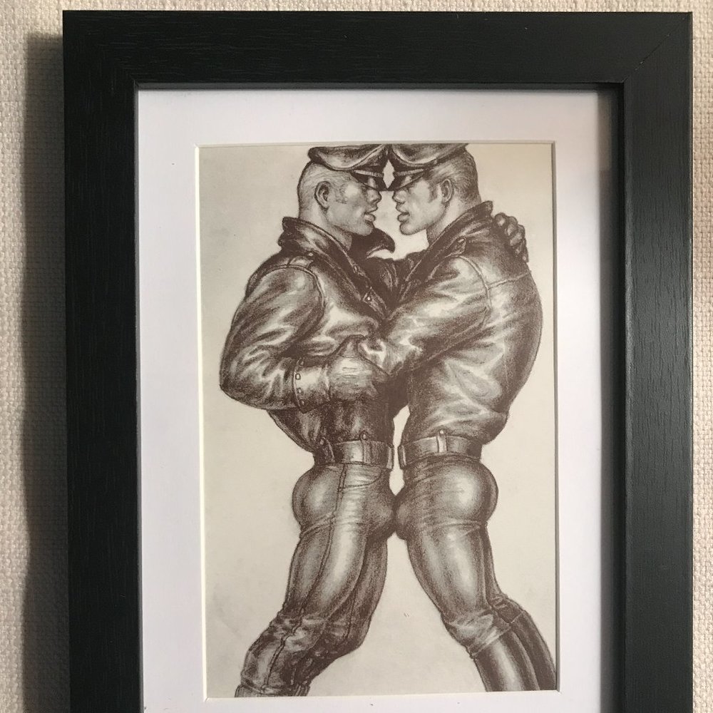 Tom of Finland Matted and Framed Postcard/Print 6” x 8" Leather Men Face to Face